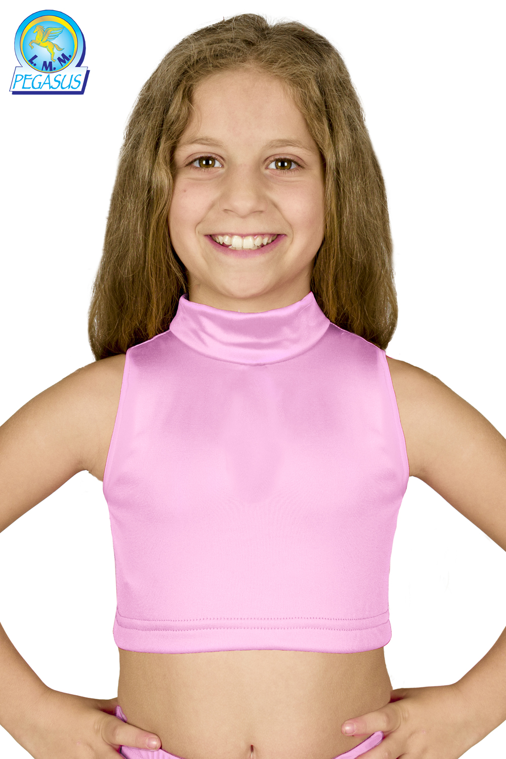 TOP LYCRA SCOLLO AMERICANO ROSA DANZA BAMBINA
